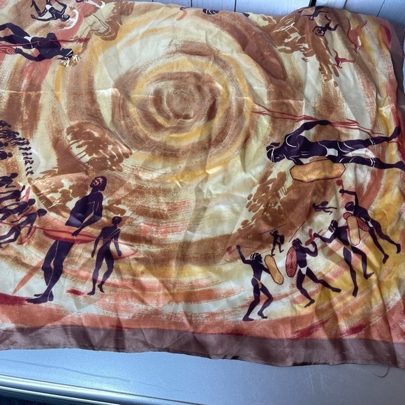 Francois by Neil Scarf Aboriginal Australia 26" 100% Silk Hand Hemmed - Picture 3 of 4